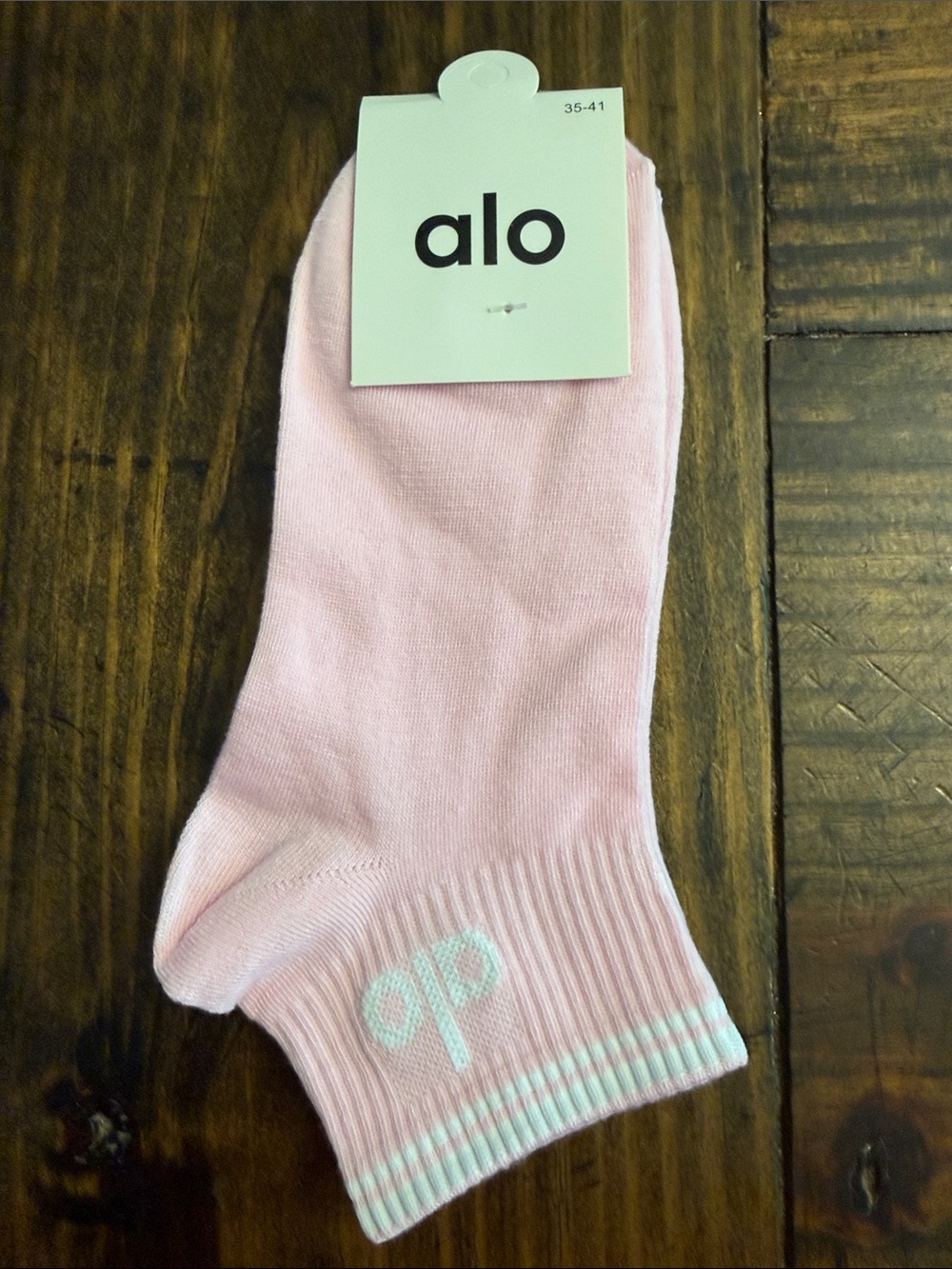 ALO Yoga Inspired Pale Pink Low-Cut Socks w/White Stripe